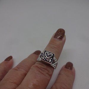 Whimsical "HEART POISON BOX" 925 Sterling Ring Size 9 #989